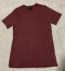 PacSun Mens Auburn Burgundy Red Short Sleeve T-Shirt Tee Longer Length, Sz L
