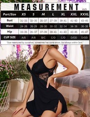 Women Lingerie Lace Chemise Sleepwear Babydoll Teddy Lingerie A-black