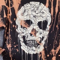 Vintage T-Shirt Skeleton Mens Medium Skull Sneakerhead Bleached Tie-Dye Grunge
