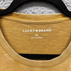 Lucky Brand Shirt Mens XL Yellow Heather “Espresso Yourself” Coffee Crew Neck