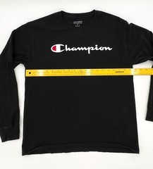 Champion Shirt Men Teens Medium Black Long Sleeve Pull on Logo