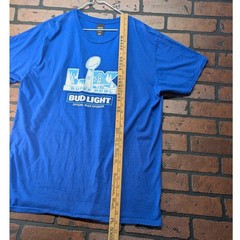 Hanes Men’s Super Bowl 50 Bud Light Graphic Tee Royal Blue Size XL