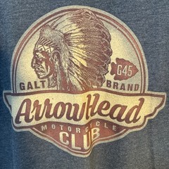 Mens Arrowhead Motorcycle Club Tshirt , Sz XL, Grey, Crew Neck Short Sleeves