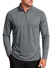 Mens Quarter Zip Pullover Long Sleeve Shirt UPF 50+ Lightweight Golf Shirts P…