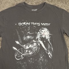 Lady Gaga Shirt Mens XL Gray Born This Way Graphic Tee Motorcycle Album Art