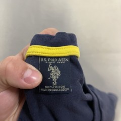 U.S. Polo Assn V Neck T-Shirt Mens Medium #3 Big Pony Embroidered Yellow Stripes