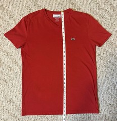 Lacoste Red Pima Cotton Jersey Crocodile Logo V-Neck T-Shirt Men’s M