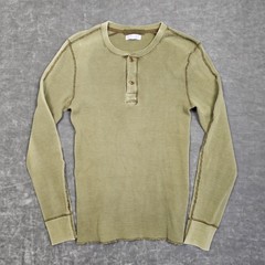 Wallace & Barnes Shirt Mens XS Green Henley Long Sleeve Waffle Thermal Knit