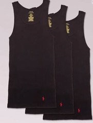 3 BLACK POLO RALPH LAUREN 100% COTTON TANKS T-SHIRTS UNDERSHIRTS S M L XL XXL