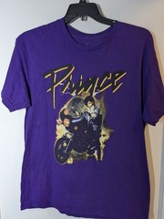 Prince Purple T-shirt with Him on Motorcycle Size Large