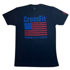 Reebok CrossFit Forging Elite Fitness USA Flag T-Shirt Navy Blue Men’s Medium
