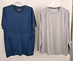 Goodmove 2Pcs Men’s Quick Dry T-shirts Size L Grey & Blue NEW