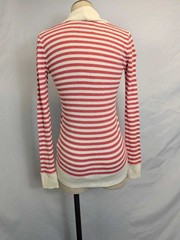 American Eagle Outfitters Striped V-Neck Shawl Collar Long Sleeve Thermal Top LG