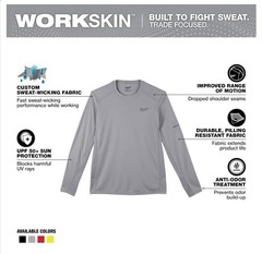 Milwaukee Men’s Work Skin Large Gray Light Weight Performance Long-Sleeve TShirt