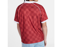 No Boundaries Red & White London Soccer Jersey XS Chest 33 Checkered Pattern