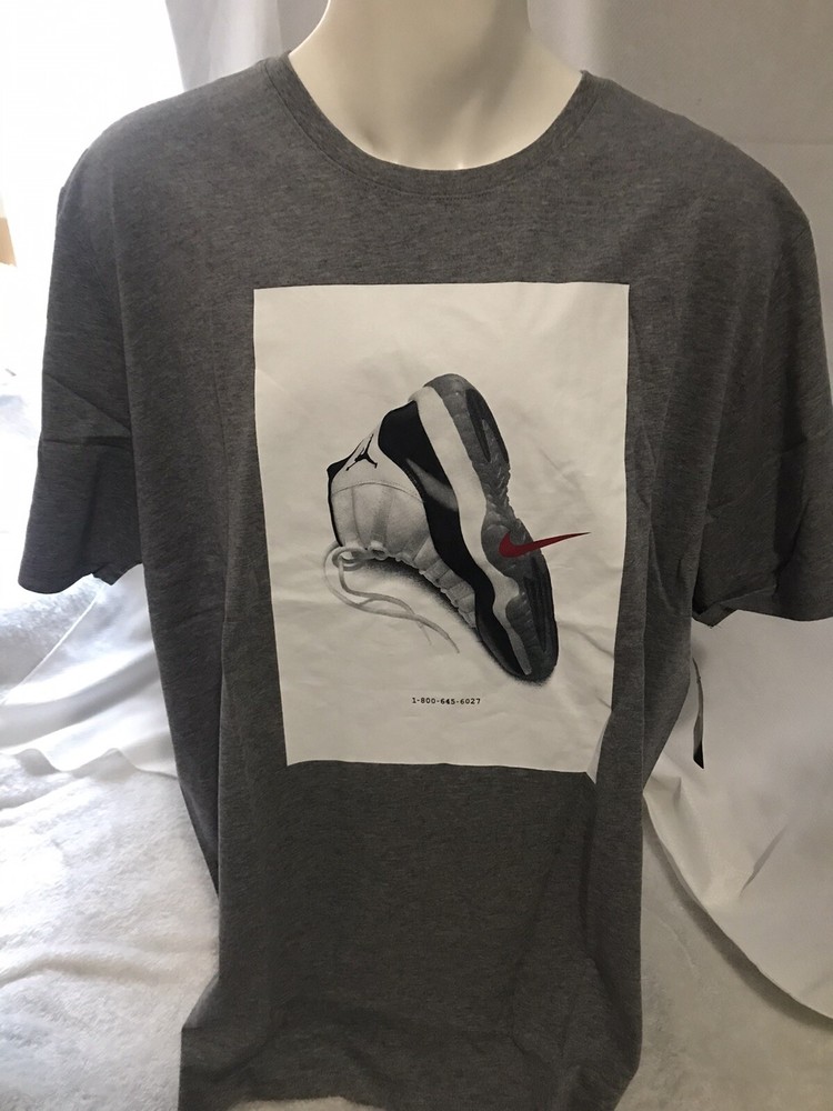 Air Jordan 11 Retro Concord T Shirt Gray 914459-091 Size(L,3XL,)