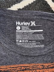 Hurley Premium Fit Striped T-Shirt Gray/Orange Crew Neck Men’s L