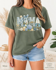 Coastal Mama Shirt, Comfort Colors Lighthouse Hydrangea Tee, Mom Beach Gift