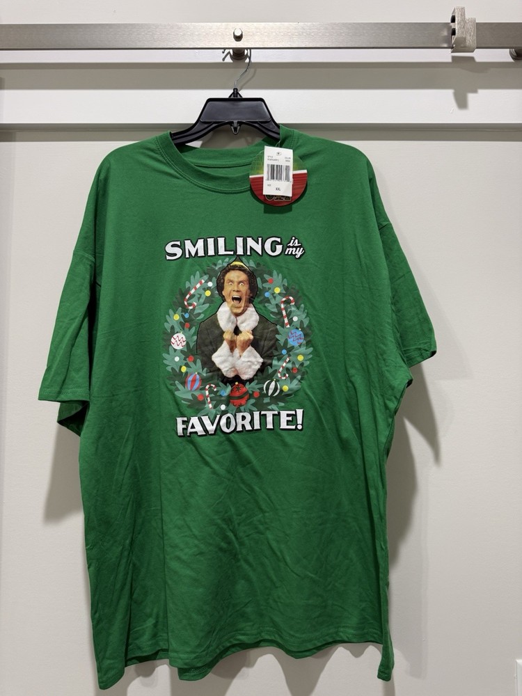 Elf “Smiling Is My Favorite” Green T-Shirt Men’s XXL NWT