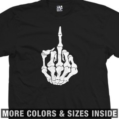 The Skeletal Bird Shirt | Middle Finger Biker Flip Off | Mens Tee