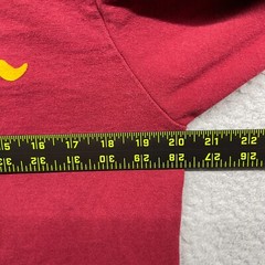 Champion Mens T-Shirt Red Long Sleeve Crew Neck Logo Pullover Cotton Size L
