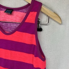 Vintage Sporty 80s 90s Tank Top Sport Stripes BRIGHT NEON Extra Small 32×22