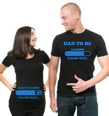 Pregnancy Funny Couple T-shirts Baby Loading Dad To Be Maternity Baby Shower Tee