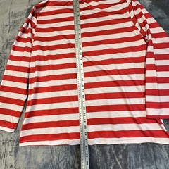 Where’s Waldo Mens 2XL Adult Shirt Halloween Costume Red White Stripe Cosplay