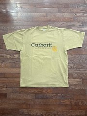 Carhartt Logo Graphic T-Shirt Size Medium Tan Brown 100% Cotton Workwear Tee