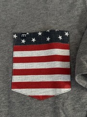 NWT Travis Mathew Party On T shirt Heather Gray pima Cotton Flag Pocket Sz L