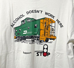 Vintage 80s Burlington Northern Train Railroad T-Shirt Mens L Single Stitch USA