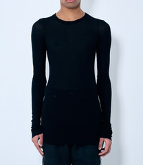 Rick Owens Rib Long Sleeve T-Shirt Silk Viscose Crewneck Size Large (RU01E5250)