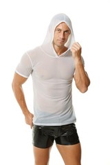 Mens Transparent T-shirt Glossy Tight Boxer Shorts Casual Breathable Sports Suit