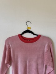 Vintage Hanes Waffle Knit Thermal Winter Red Contrast Large Layering Grunge