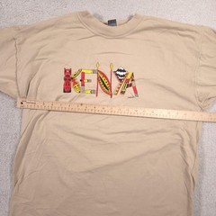 Dash Clothing Shirt Mens Large Beige Kenya Embroidered Graphic Tee Africa Travel