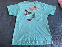 Lot of 6 VTG SINGLE STITCH Yellow Butterfly Print T-Shirts Size L/XL