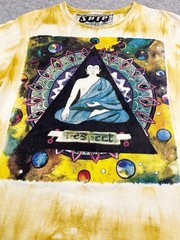 Sure tie dye spiritual design t shirt large mens yellow Short Sleeve Well Used