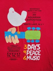 Vintage Y2K 2000 Woodstock Music Festival T-shirt Red Peace Men Medium Hippie