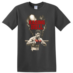 Raging Bull Boxing T Shirt Fighter w/ Red Gloves Graphic Tee Sport Apparel