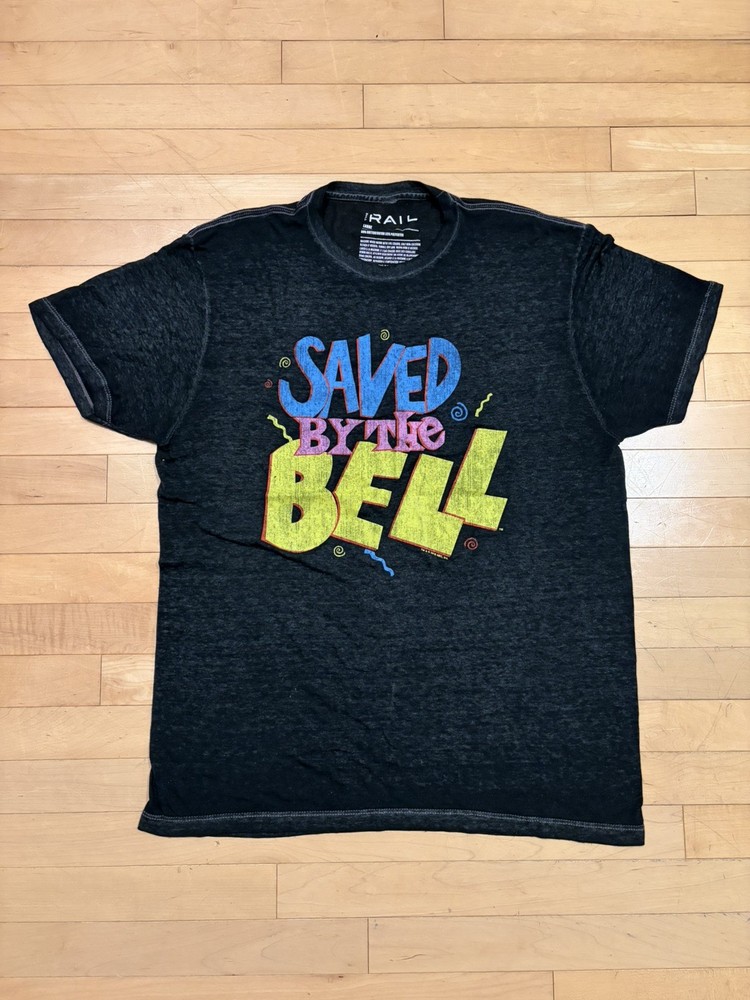 VTG 90s TV Gray Short Sleeve Graphic Saved by the Bell T-Shirt Mens Size L