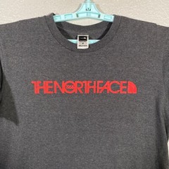 The North Face Shirt Mens Small Gray Red Short Sleeve Spellout Outdoor Hiking