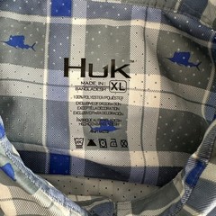 Huk Performance Fishing Shirt Mens XL Gray Blue Plaid Sailfish Short Sleeve Vent