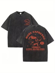 230g Men’s Washed and Distressed Cotton Short-sleeved T-shirt. American Loose Fi