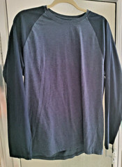 ALFANI MENS EASY CARE COLORBLOCK T-SHIRT-LARGE-BLUES-CREW NECK-LONG SLEEVES-*NEW