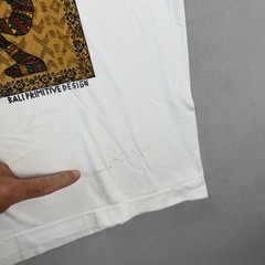 Vintage Art T Shirt Mens XL White Bali Primitive Native Hand Made Single Stitch
