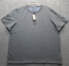 L.L. Bean Signature Shirt Men XXL Gray Heather Slim Fit Short Sleeve Henley Neck