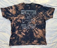Led Zeppelin 1977 USA Tour Tie Dye Band Tee Shirt Mens 2XL Black Rock