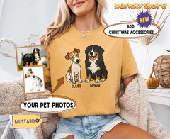 Custom Pet Portrait Comfort Tee Personalized Dog Cat Photo Shirt Gift Idea