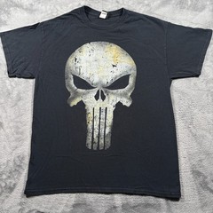 Vintage Marvel Mad Engine T-Shirt Mens Large Black The Punisher Skull Graphic