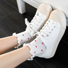 Women’s Ruffle Ankle Socks – Comfort Cool Thin Cotton Knit Low Cut Hearts Pat…